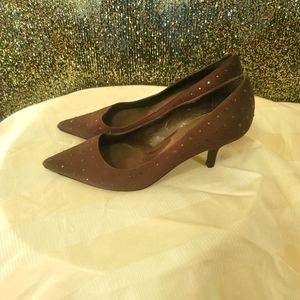 NINA brown saten crystal heel